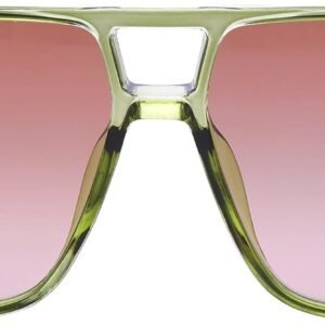 Unisex Square Sunglasses - Green Frame Pink Gradient