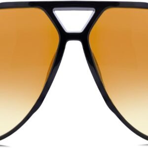 Black Aviator Unisex Sunglasses – Amber Gradient