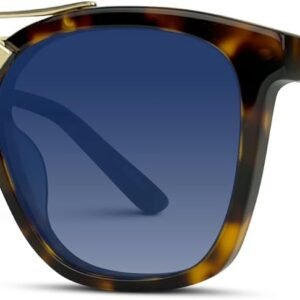 Tortoise Square Sunglasses Blue Gradient Lens