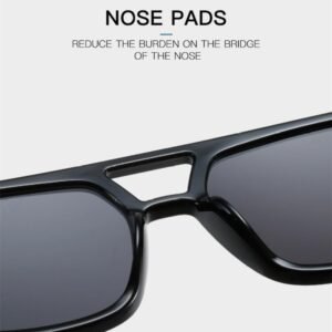 Oversized Rectangle Unisex Sunglasses Black Frame Smoke Lens