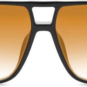 Black Square Sunglasses - Amber Gradient Lenses