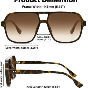 Tortoise Oversized Square Sunglasses Brown Gradient