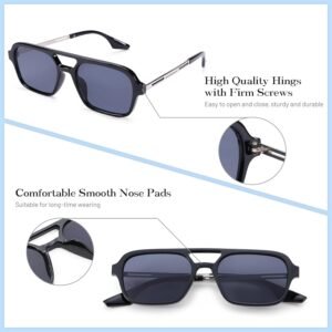 Black Rectangle Unisex Sunglasses – Gray Lens