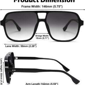 Black Square Sunglasses - Gray Gradient Lens Unisex