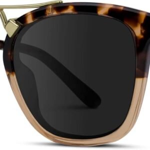 Tortoise Wayfarer Sunglasses – Black Lens, Gold Bridge