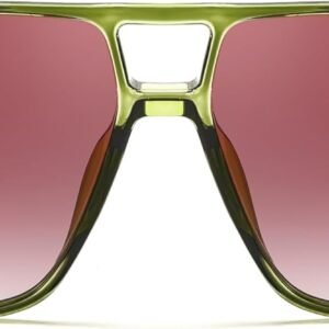 Oversized Square Sunglasses – Olive Green Frame, Pink Gradient