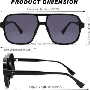Black Rectangle Sunglasses With Black Frame, Smoke Lens