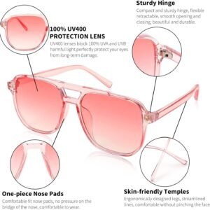 Unisex Oversized Square Sunglasses – Pink Gradient Lens