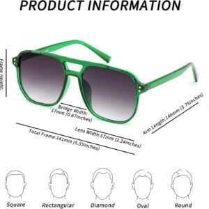 Unisex Green Aviator Sunglasses – Gray Gradient Lens