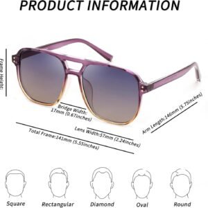 Purple Gradient Aviator Sunglasses – Brown Gradient Lenses