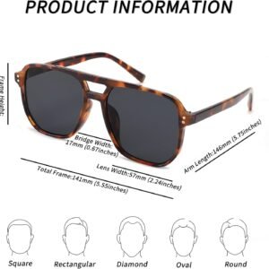 Tortoise Square Sunglasses Black Lens Unisex