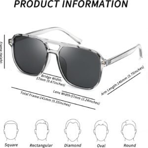 Clear Aviator Sunglasses Unisex – Smoke Lens