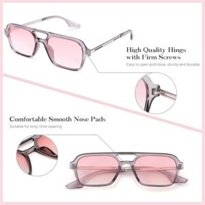 Pink Gradient Rectangle Sunglasses – Clear Frame