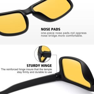 Black Rectangle Sunglasses – Yellow Lens Unisex