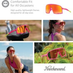 Pink Shield Sunglasses - Orange Mirrored Lens Unisex