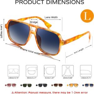 Unisex Square Sunglasses - Amber Frame, Blue Gradient Lens