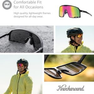 Black Shield Sunglasses - Pink Mirrored Lens Unisex