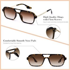 Tortoise Rectangle Sunglasses Unisex - Brown Gradient