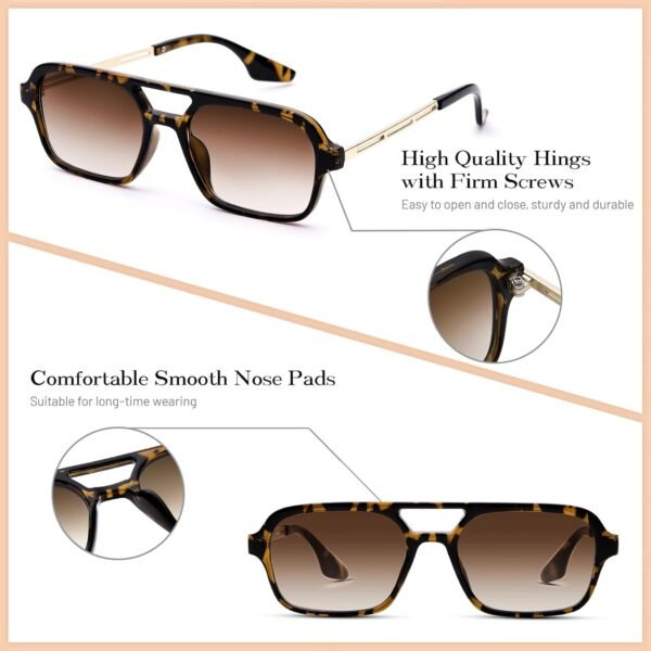 Tortoise Rectangle Sunglasses Brown Gradient Unisex