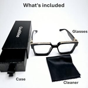 Black Square Glasses With Gold Trim Plastic Frame