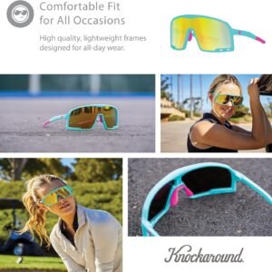 Turquoise Shield Unisex Sunglasses - Gold Mirrored Lens