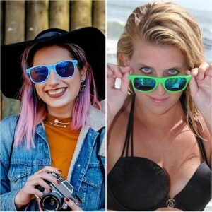 2-Pack Wayfarer Sunglasses – Blue And Green, Mirrored