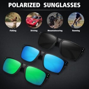 3-Pack Wayfarer Polarized Sunglasses Black Frame