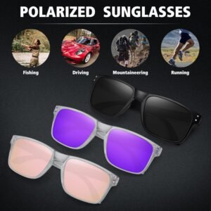 3-Pack Wayfarer Sunglasses – Black, Purple, Pink