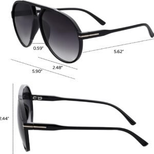 Unisex Aviator Sunglasses – Black Frame, Gray Gradient