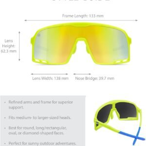 Neon Yellow Shield Sunglasses - Gold Mirrored Lens Unisex
