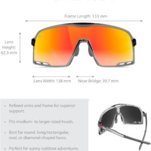 Shield Sunglasses – Gray Frame, Orange Mirrored Lens