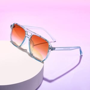 Clear Blue Aviator Sunglasses – Orange Gradient Lens