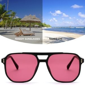Black Square Sunglasses - Pink Lens, Unisex
