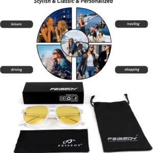 Clear Frame Rectangle Sunglasses – Yellow Lens