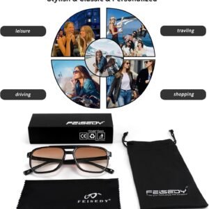 Feisedy Rectangle Sunglasses – Brown Gradient, Unisex
