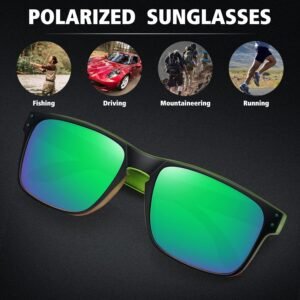 Polarized Square Sunglasses – Green Mirror, Unisex
