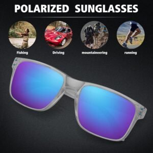 Polarized Square Sunglasses Blue Purple Mirrored