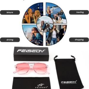 Feisedy Square Sunglasses – Pink Gradient Lens