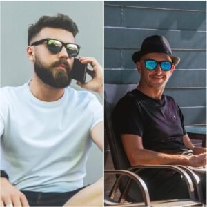 2-Pack Wayfarer Sunglasses - Black Frame, Blue/Green Mirror