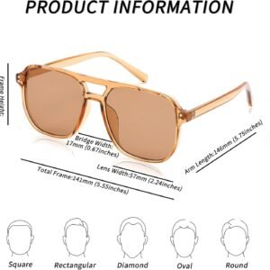 Amber Square Sunglasses, Brown Lens, Unisex