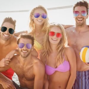 5-Pack Aviator Sunglasses – Gold Frame, Mirrored Lenses