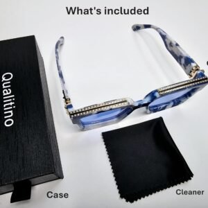 Blue Rectangle Unisex Sunglasses - Marbled Frame, Blue Lens