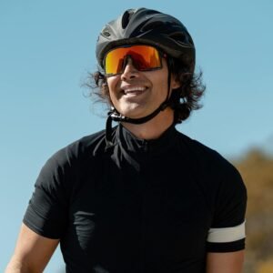 Shield Sport Sunglasses - Black Frame, Red Mirror