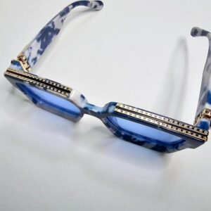 Blue Marble Rectangle Sunglasses – Blue Lens