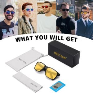 Meetsun Wayfarer Sunglasses Black Frame Yellow Lens