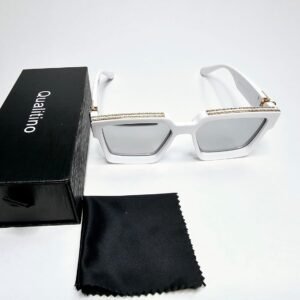 White Square Unisex Sunglasses – Silver Mirrored Lens