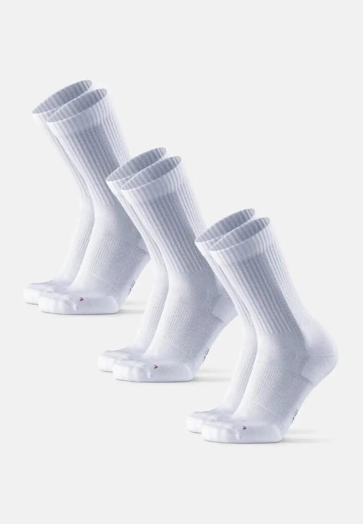 White Crew Running Socks Three-Pack shown in the selected color or assortment
