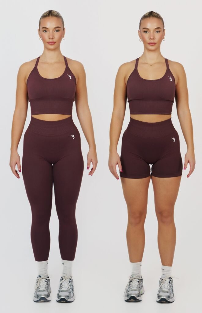 Plum Three-Piece Activewear Set shown in the selected color or assortment
