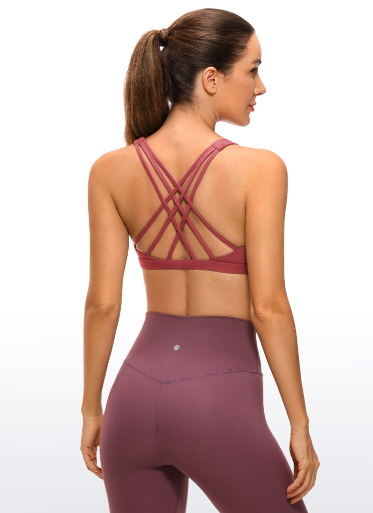 Wine Crisscross Sports Bra shown in the selected color or assortment