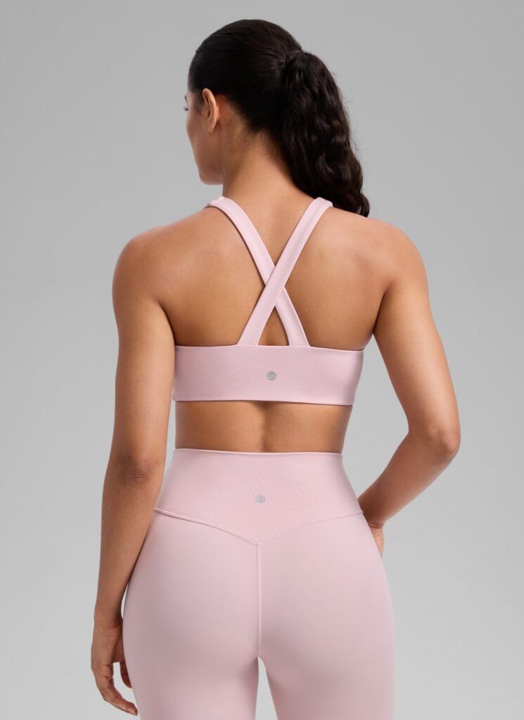 Pink Cross-Strap Sports Bra shown in the selected color or assortment
